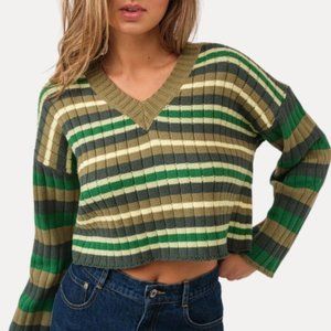 Paper Moon Loose Fit V-Neck Stripe Sweater
